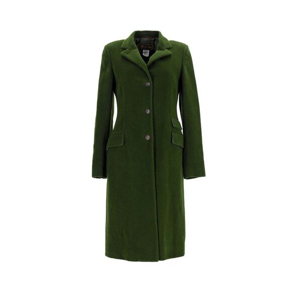Loro Piana Buttoned Long Coat in Green Wool - Picture 1 of 5